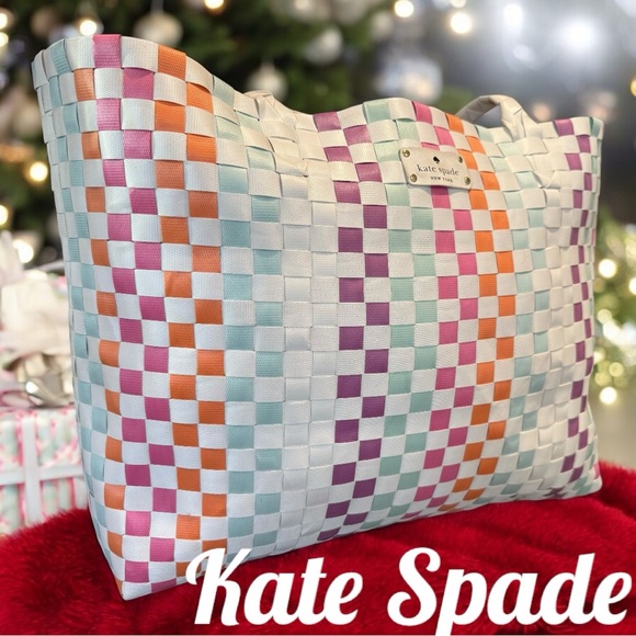 Kate Spade New York Multicolored Woven Limited Edition Tote EUC Approx. 17”x13” - Picture 5 of 15